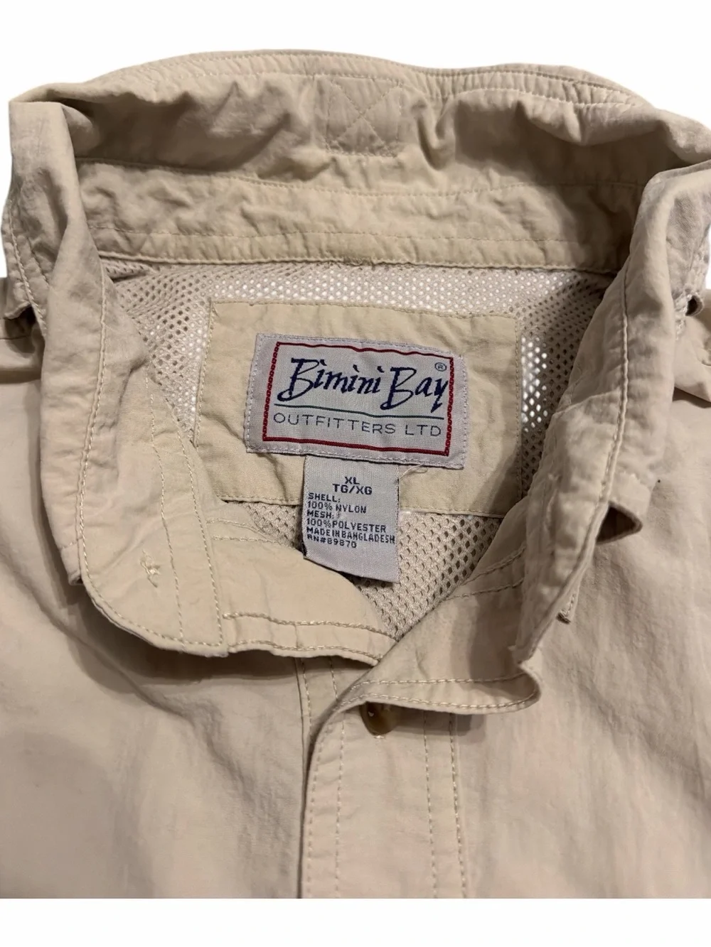 Bimini Bay Outfitters Men XL Beige Fishing outdoor boat camping hiking shirt‎ - Picture 3 of 5